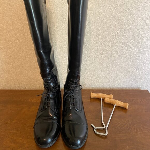 Ariat Shoes - Ariat Heritage Field Size 7 Equestrian Tall Riding Boots Black Leather w/Pulls